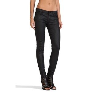 Mother The Looker Coated Skinny Jeans Mid Rise Dare I Be Happy? Black Size 27